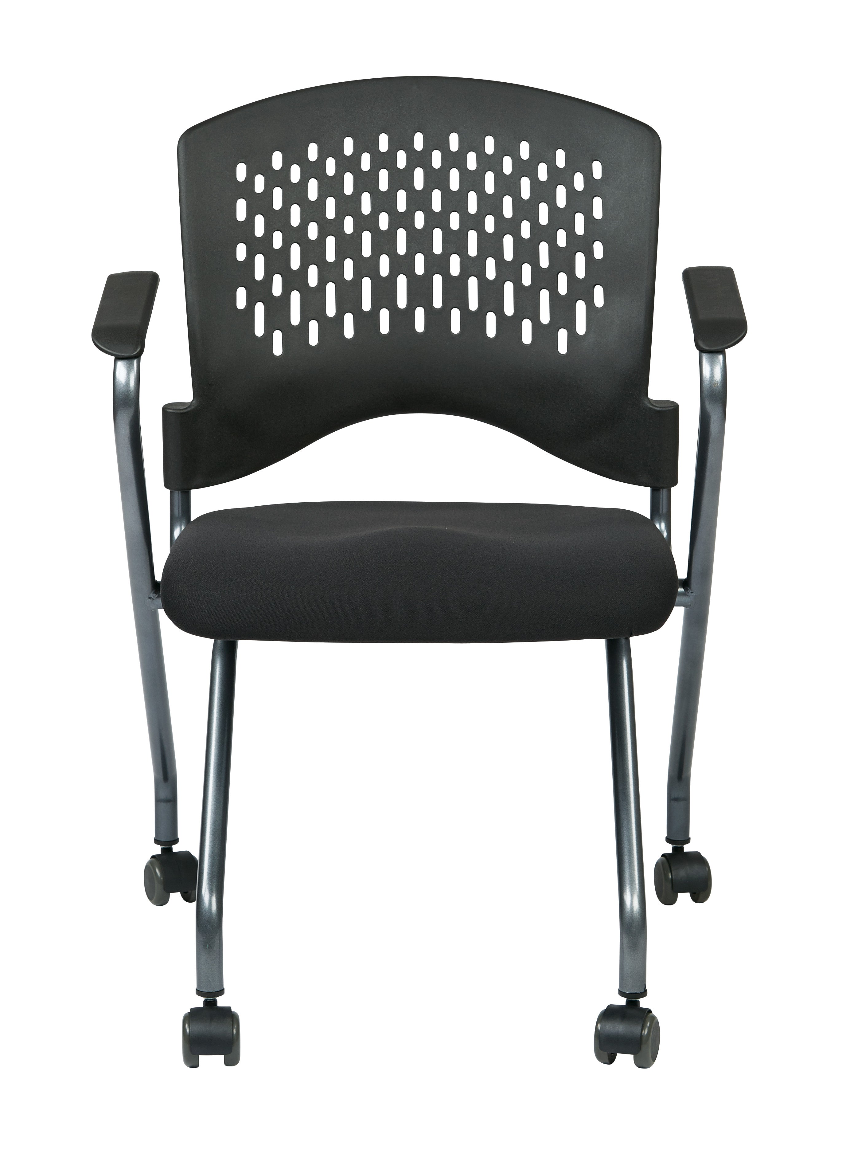 Deluxe Folding Chair with Ventilated Plastic Wrap Around Back Coal